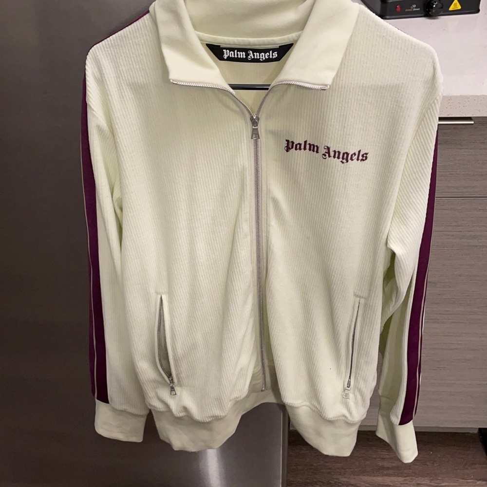 Palm Angels Coord tracksuit set. Ivory with burgundy sides